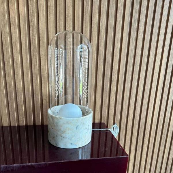 Oyma Mermerli Cam Masa Lambası