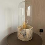 Oyma Mermerli Cam Masa Lambası