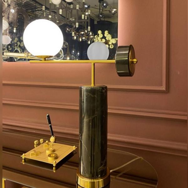 Glop Camlı Mermer Masa Lambası