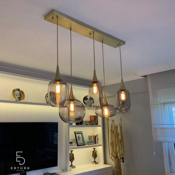 5'li Üfleme Camlı Sarkıt Aydınlatma