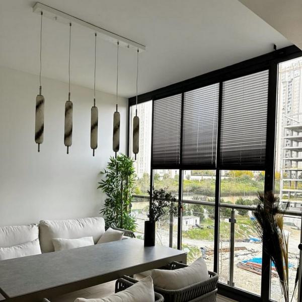 5'li Mermer Desenli Cam Sarkıt Aydınlatma