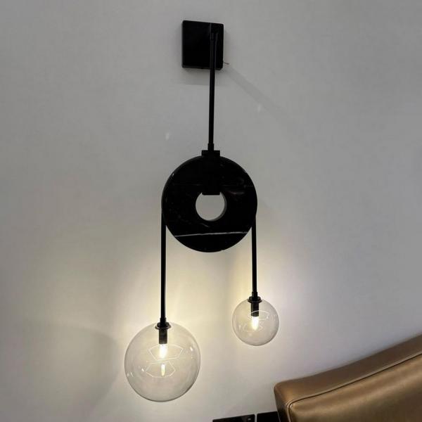 Oyma Mermerli Glop Camlı Aplik