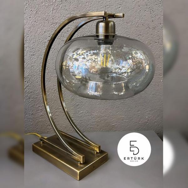 Füme Camlı Masa Lambası